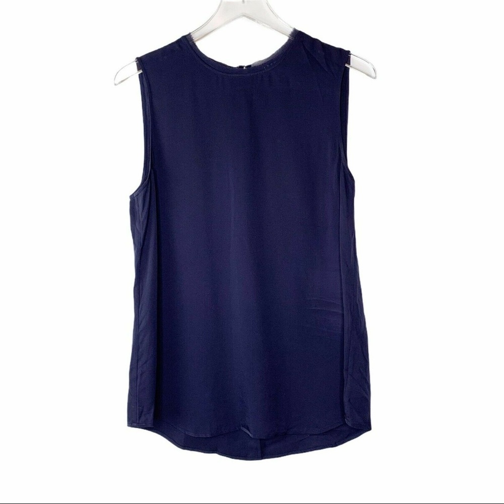 Theory Navy 100% Silk Sleeveless Blouse